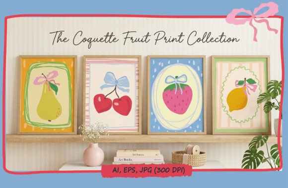 Download Coquette Aesthetic Cute Fruit Poster Set - Fruit Collection
