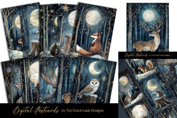 Download Frosty Forest Animals Postcard Set - Frosty Collection