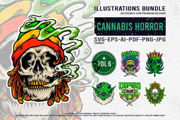 Download Eclectic Cannabis Themed Skull Bundle - Eclectic Collection