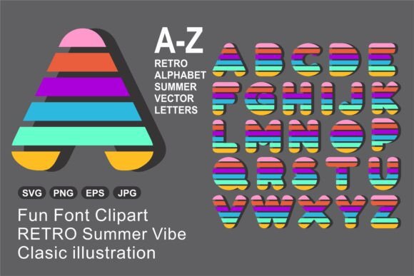 Download Retro Summer Font Alphabet a-Z - Summer font Collection