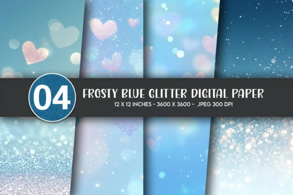 Download Frosty Blue Glitter Digital Paper - Frosty Collection