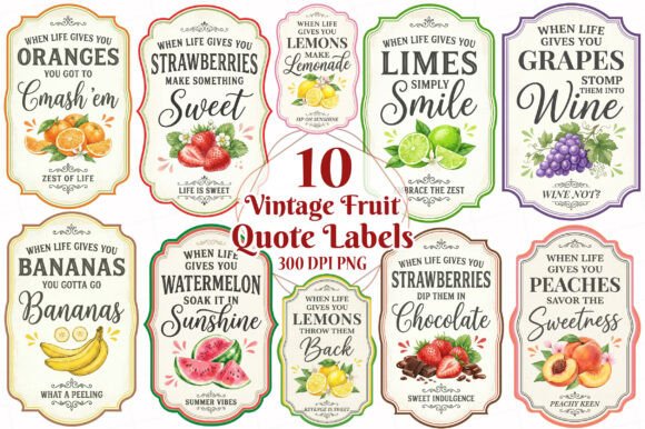 Download Vintage Fruit Quote Labels Bundle - Premium Bundle