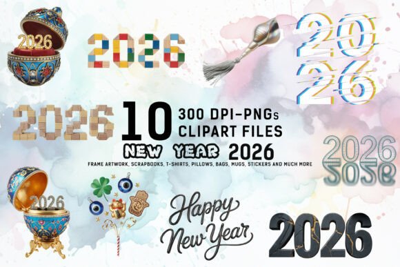 Download Eclectic New Year 2026 Clipart Bundle - Eclectic Collection